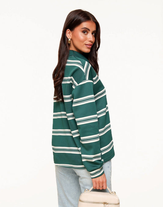 Green Striped LS - Sweater - Olivia & Kate