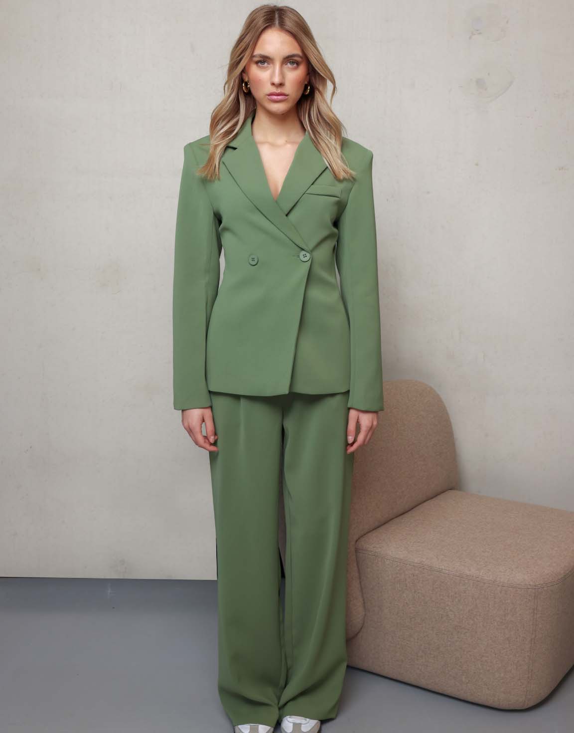Green Luxury Straight - Trousers - Olivia & Kate