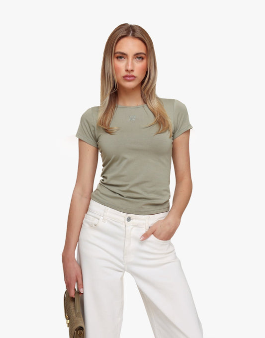 Groengrijze O&K Basic SS - Top - Olivia & Kate