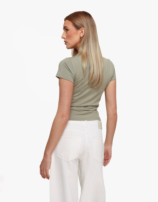 Groengrijze O&K Basic SS - Top - Olivia & Kate