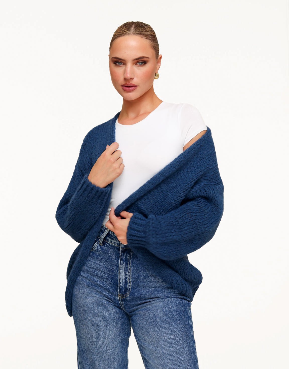 Jeans blue Woolen - Cardigan - Olivia & Kate