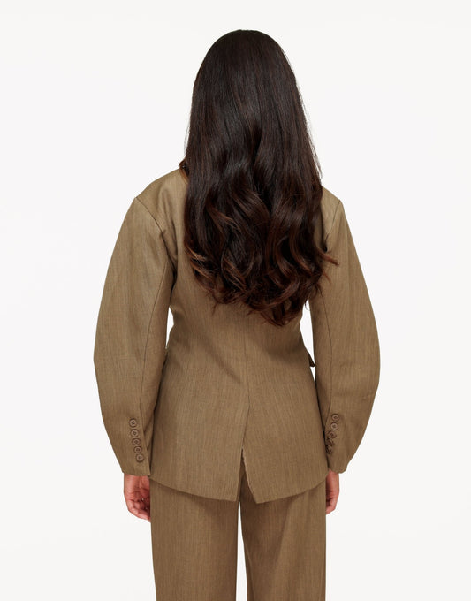 Khaki Ballonmouwen Details - Blazer - Olivia & Kate