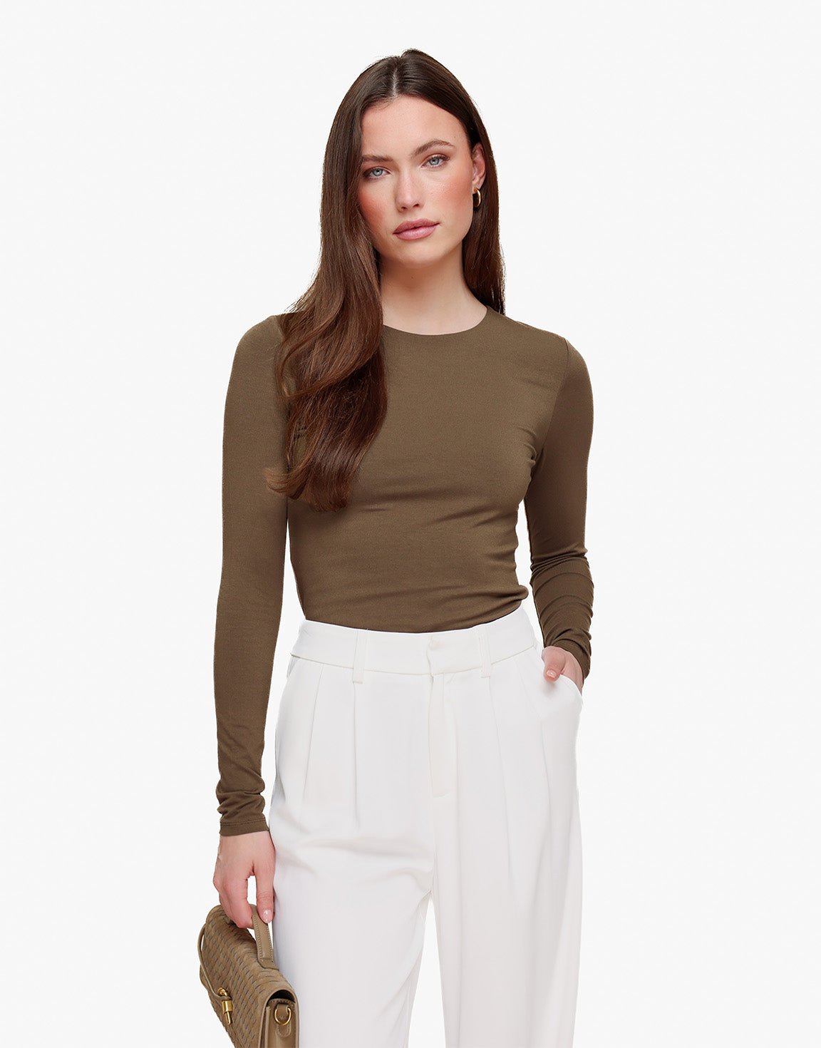 Khaki Basic LS - Top - Olivia & Kate
