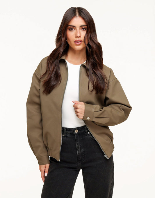 Khaki Bomber with Pocket - Jacket