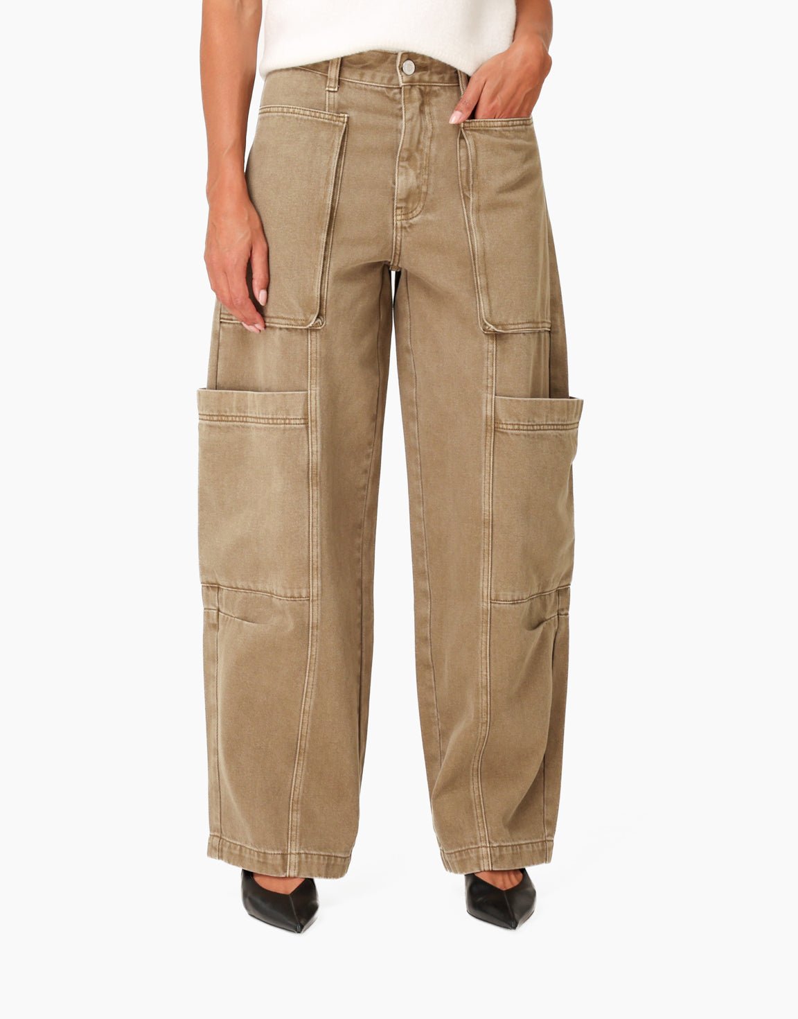 Khaki Cargo Zak Detail - Spijkerbroek - Olivia & Kate