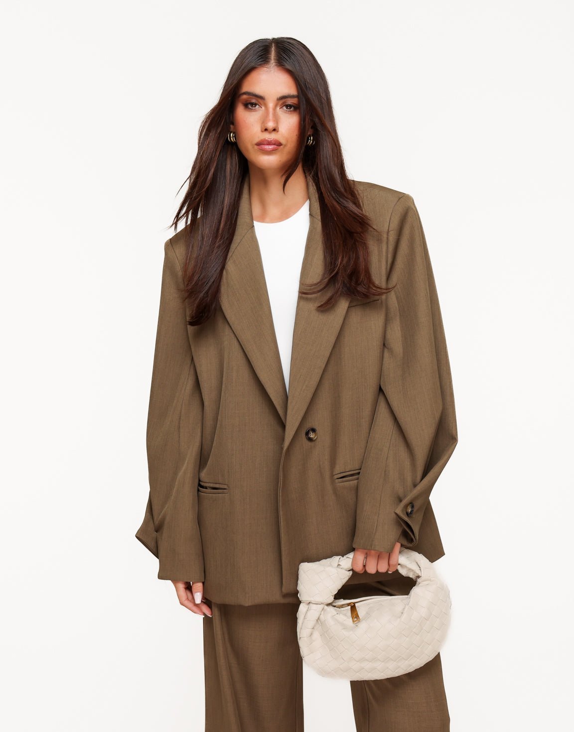 Khaki Classic Oversized - Blazer - Olivia & Kate