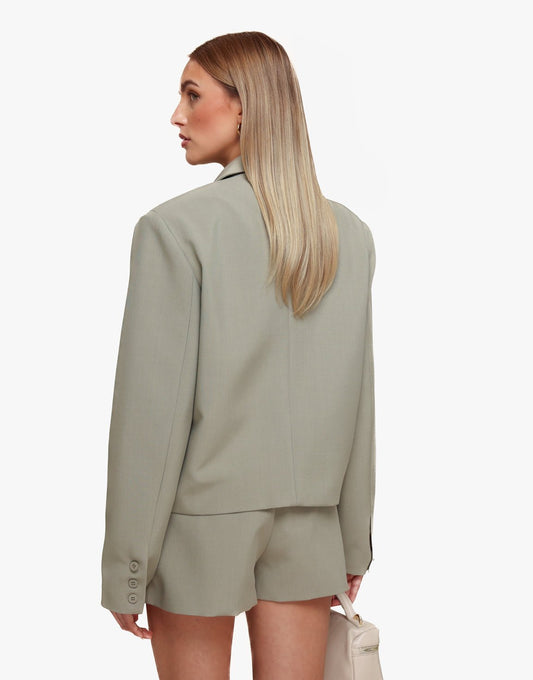Khaki Cropped Zak Detail - Blazer - Olivia & Kate