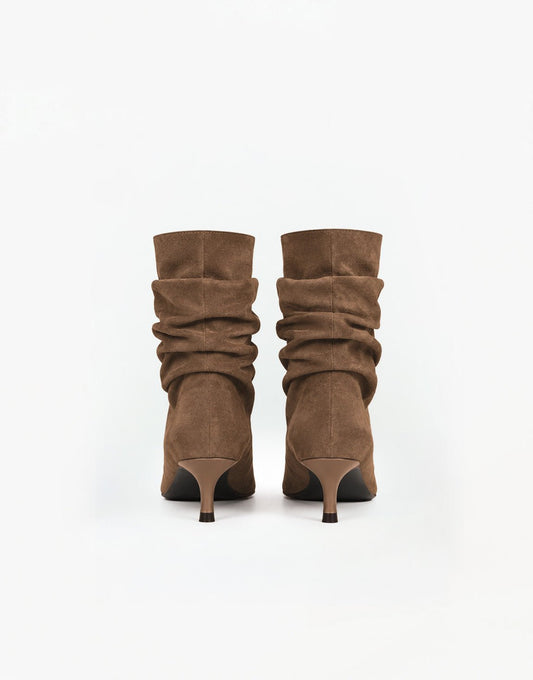 Khaki Faux Suede Lage Hak - Laarzen - Olivia & Kate