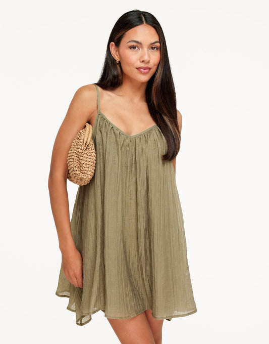 Khaki Flowy - jurk - Olivia & Kate