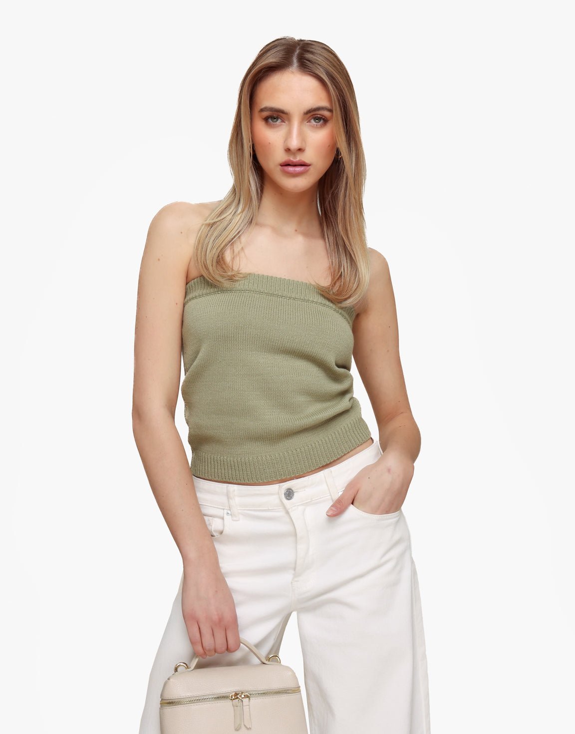Khaki Gebreide Tube - Top - Olivia & Kate