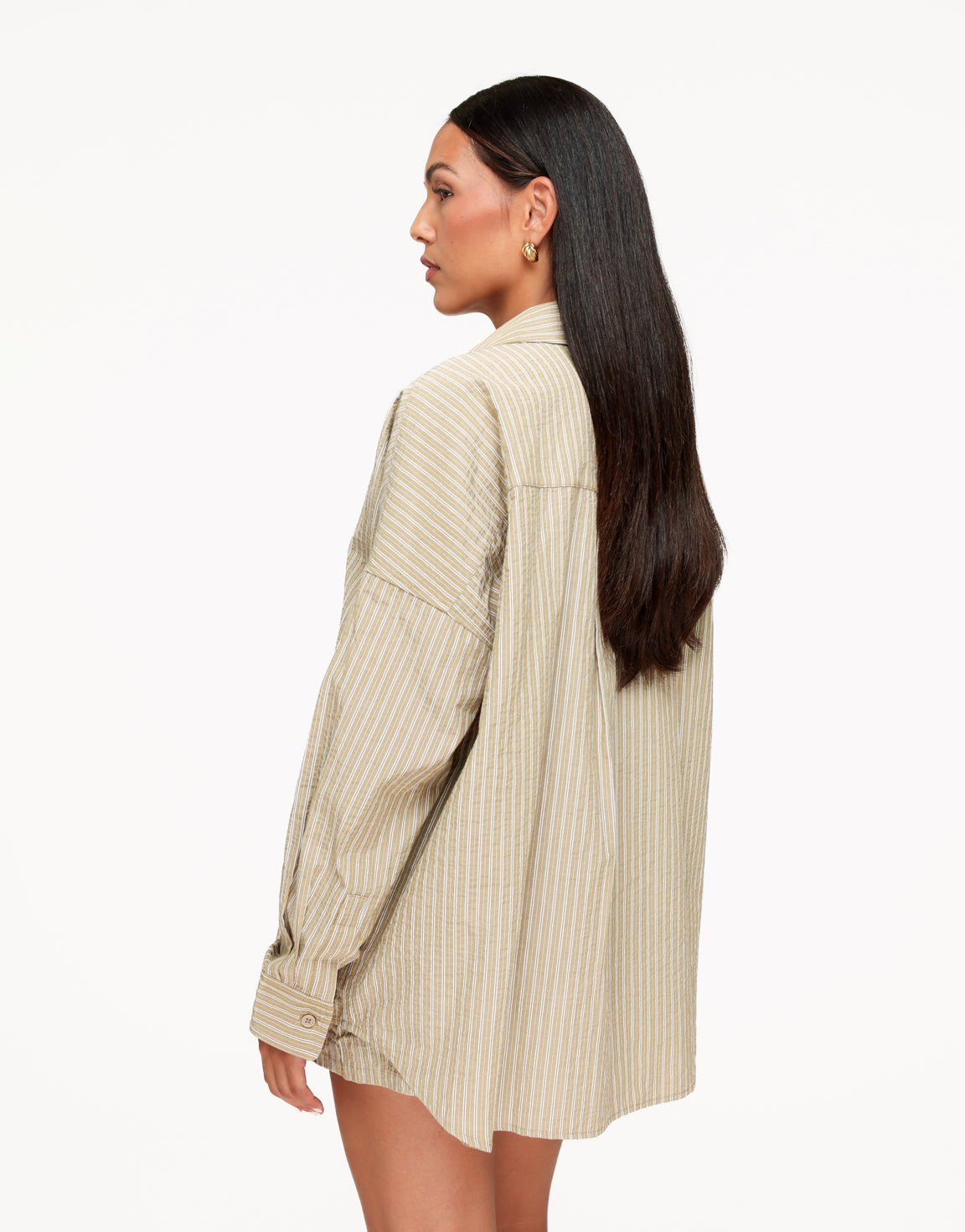 Khaki Gestreepte LS - Blouse - Olivia & Kate
