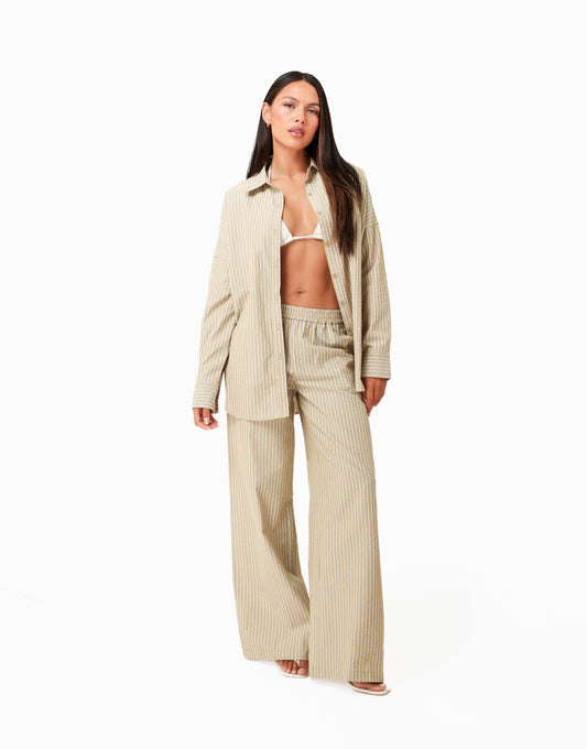 Khaki Gestreepte LS Lange - Set - Olivia & Kate