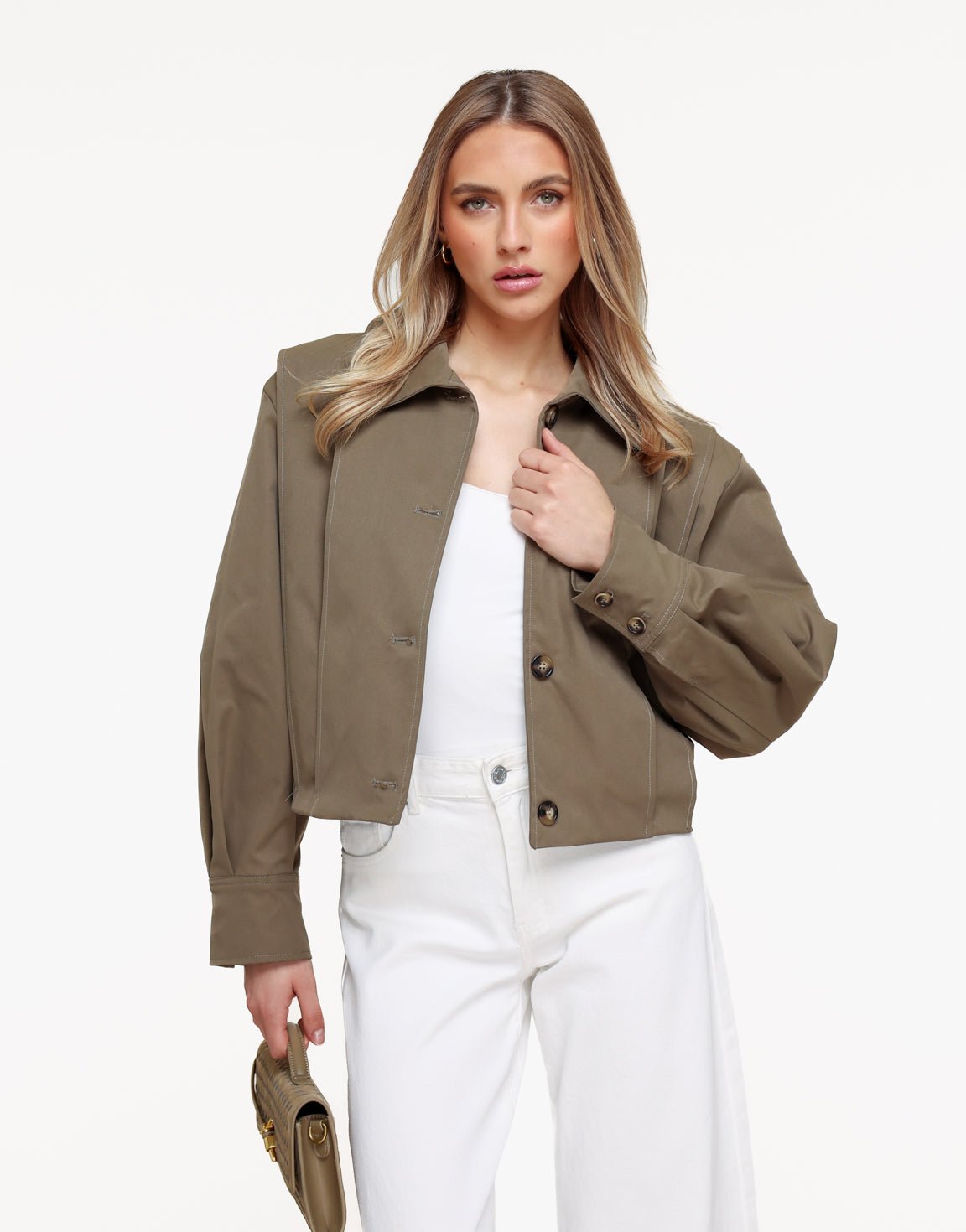 Khaki Korte Ballonmouwen Trench - Jas - Olivia & Kate