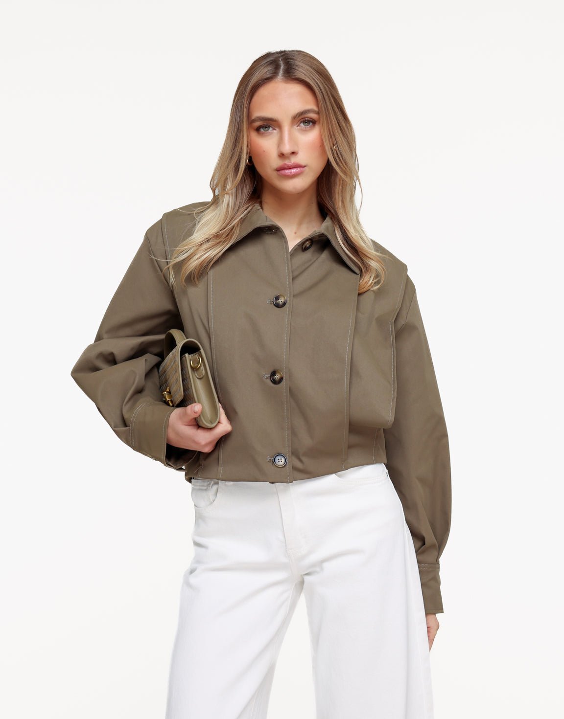Khaki Korte Ballonmouwen Trench - Jas - Olivia & Kate