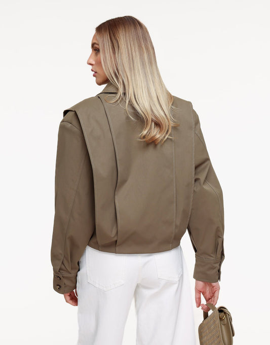 Khaki Korte Ballonmouwen Trench - Jas - Olivia & Kate
