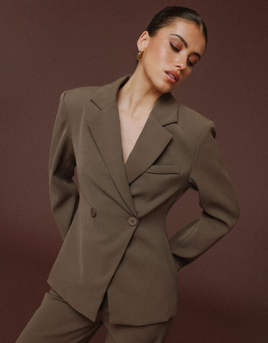 Khaki Luxury Fitted - Blazer - Olivia & Kate