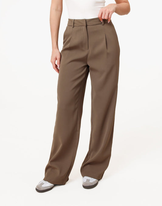 Khaki Luxury Straight - Trousers - Olivia & Kate