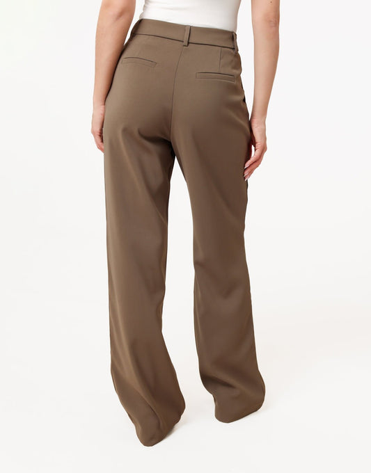 Khaki Luxury Straight - Trousers - Olivia & Kate