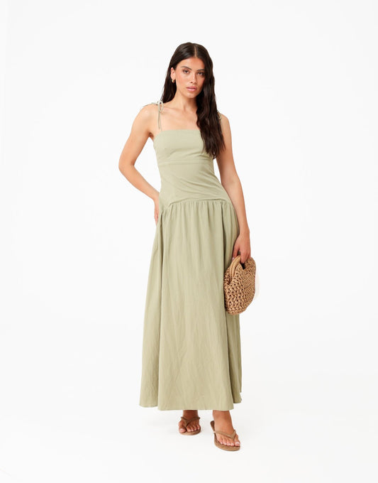 Khaki Mouwloze Maxi - Jurk - Olivia & Kate