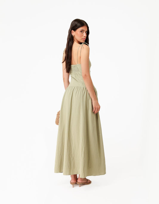 Khaki Mouwloze Maxi - Jurk - Olivia & Kate