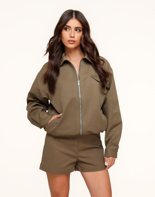 Khaki Rechte Bomber - Set - Olivia & Kate