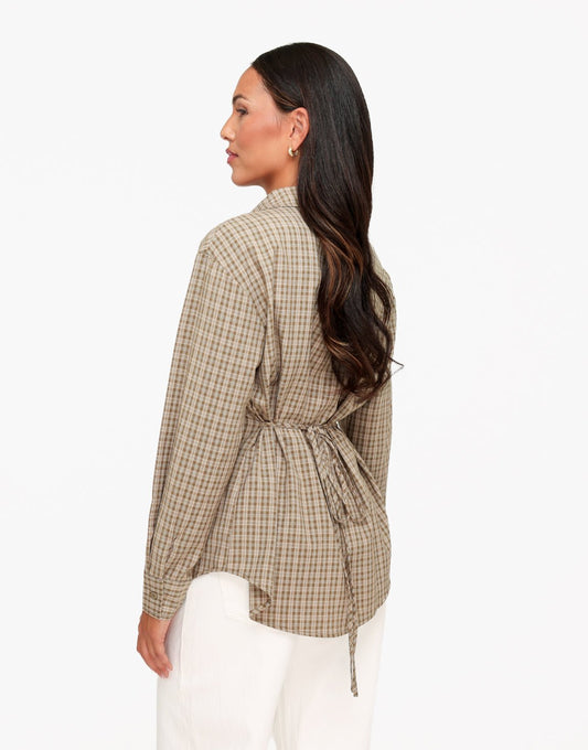 Khaki Ruiten Strik Op Rug - Blouse - Olivia & Kate