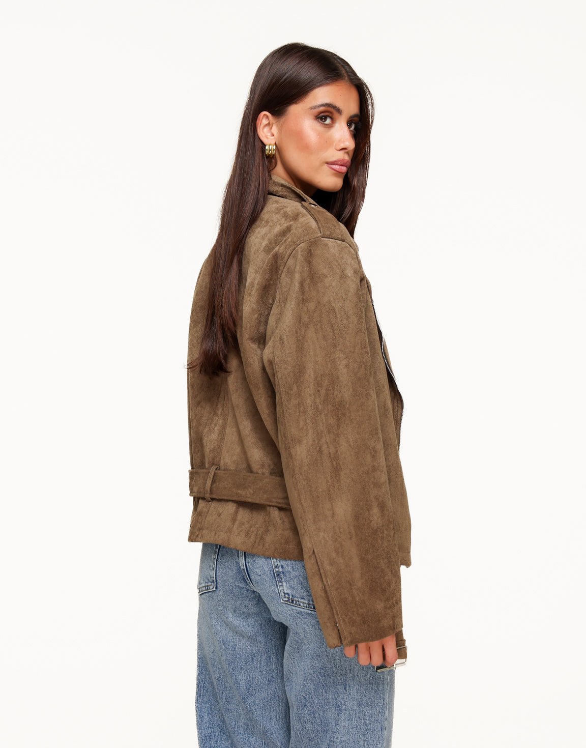 Khaki Suede Biker - Jas - Olivia & Kate