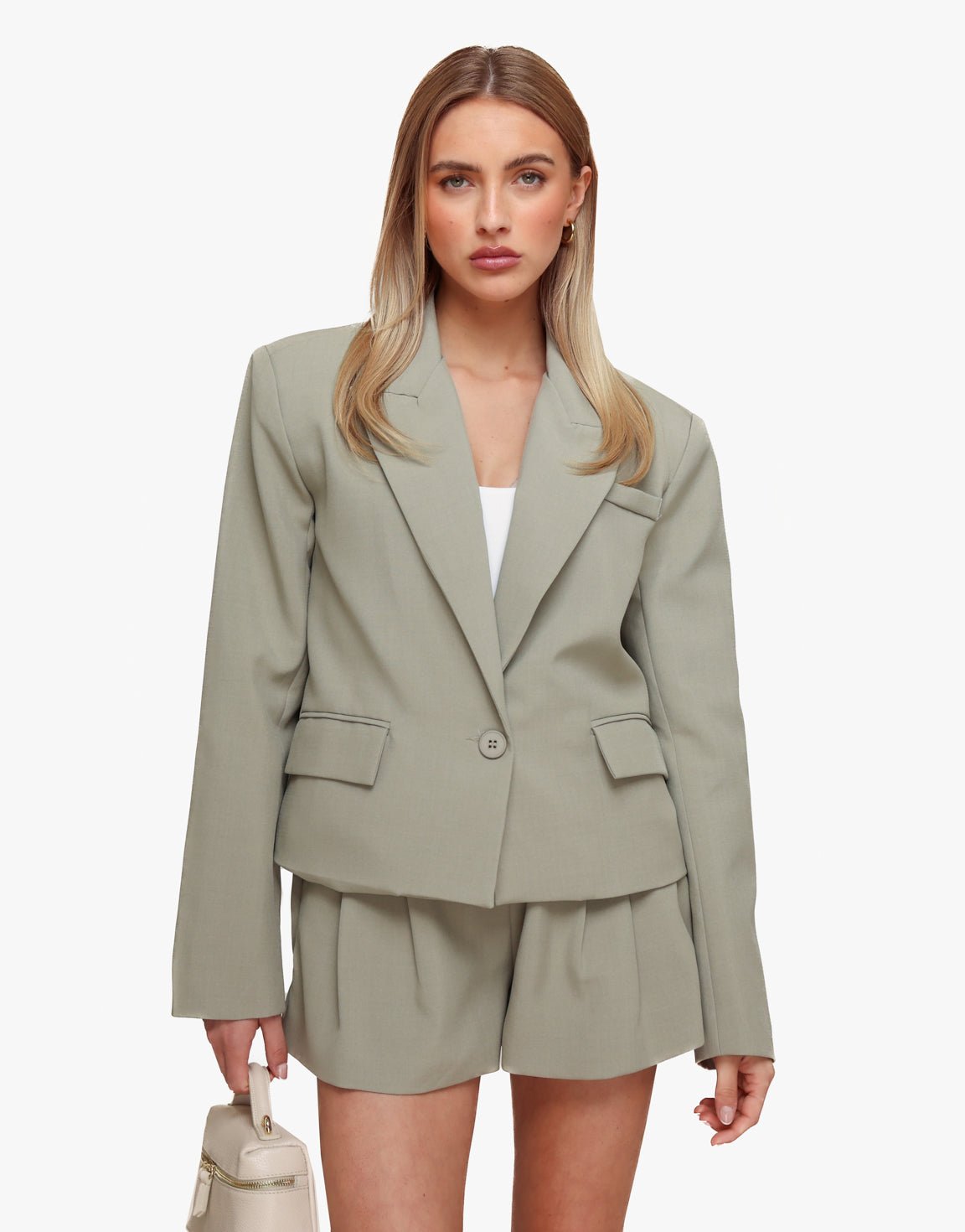 Khaki Wijde Elastische Band Achterkant - Short - Olivia & Kate