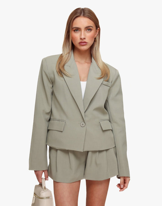 Khaki Wijde Elastische Band Achterkant - Short - Olivia & Kate