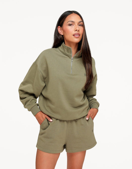 Khaki Wijde Hoge Kraag The Sport Edit - Set - Olivia & Kate