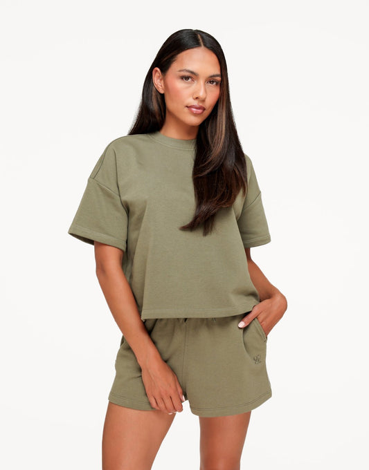 Khaki Wijde T-shirt The Sport Edit - Set - Olivia & Kate