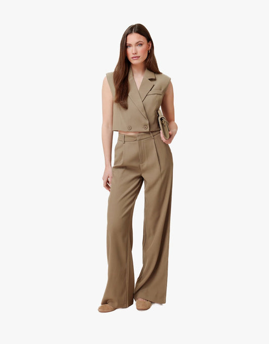 Khaki Zomerse Classic Wijde - Pantalon - Olivia & Kate