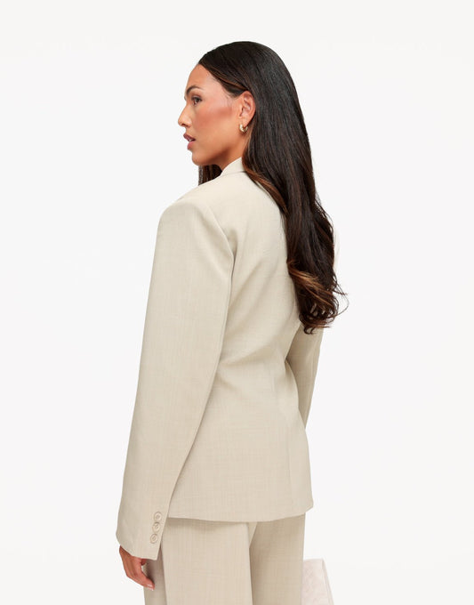 Licht Taupe Getailleerde LS - Blazer - Olivia & Kate