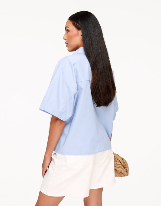 Lichtblauwe Basic SS - Blouse - Olivia & Kate