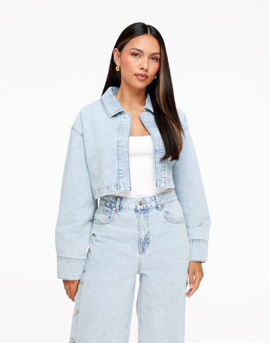 Lichtblauwe Denim Cropped - Set - Olivia & Kate
