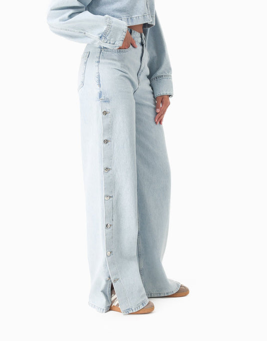 Lichtblauwe Denim Cropped - Set - Olivia & Kate