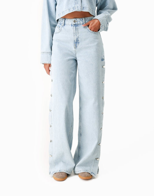 Lichtblauwe Denim Cropped - Set - Olivia & Kate