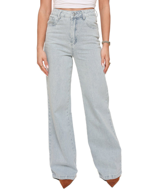 Lichtblauwe Denim Edit Wijde - Spijkerbroek - Olivia & Kate