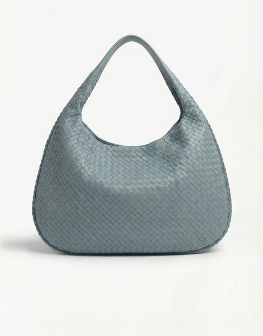 Lichtblauwe Grote Gevlochten - Tas - Olivia & Kate