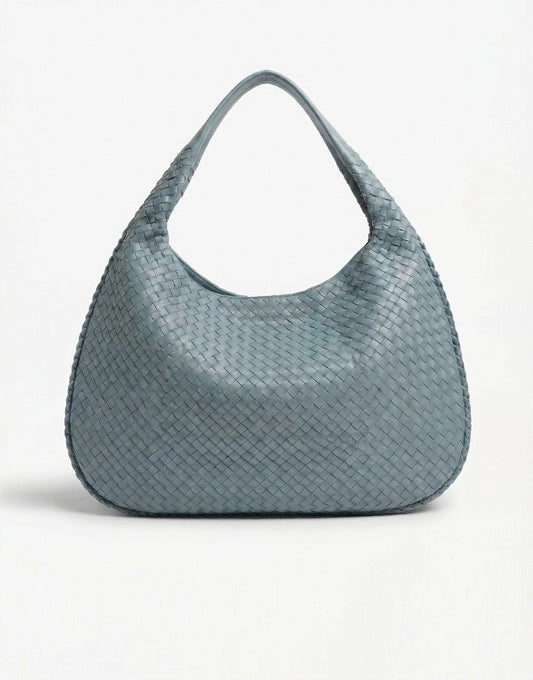 Lichtblauwe Grote Gevlochten - Tas - Olivia & Kate