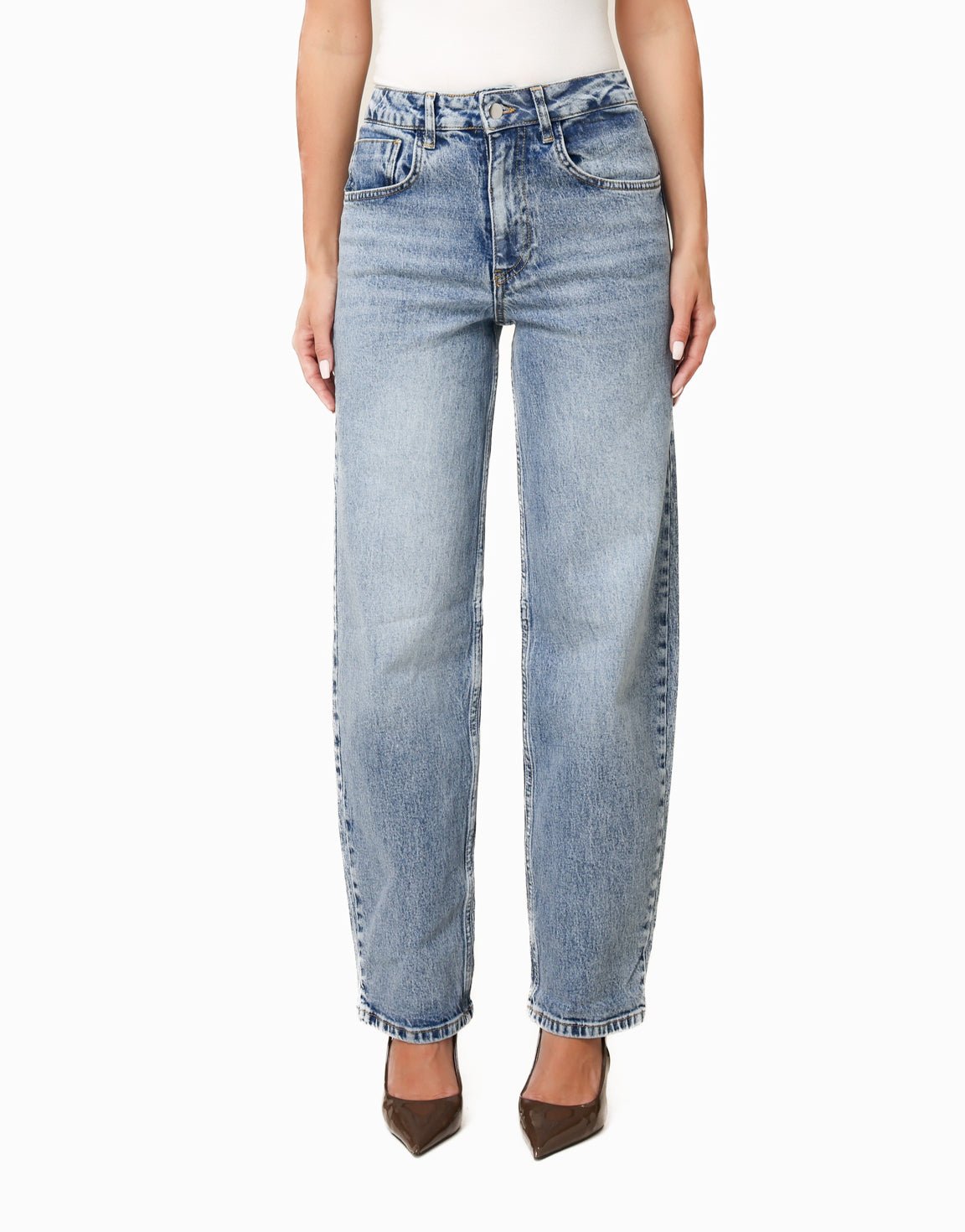 Lichtblauwe Rechte Baggy - Spijkerbroek - Olivia & Kate