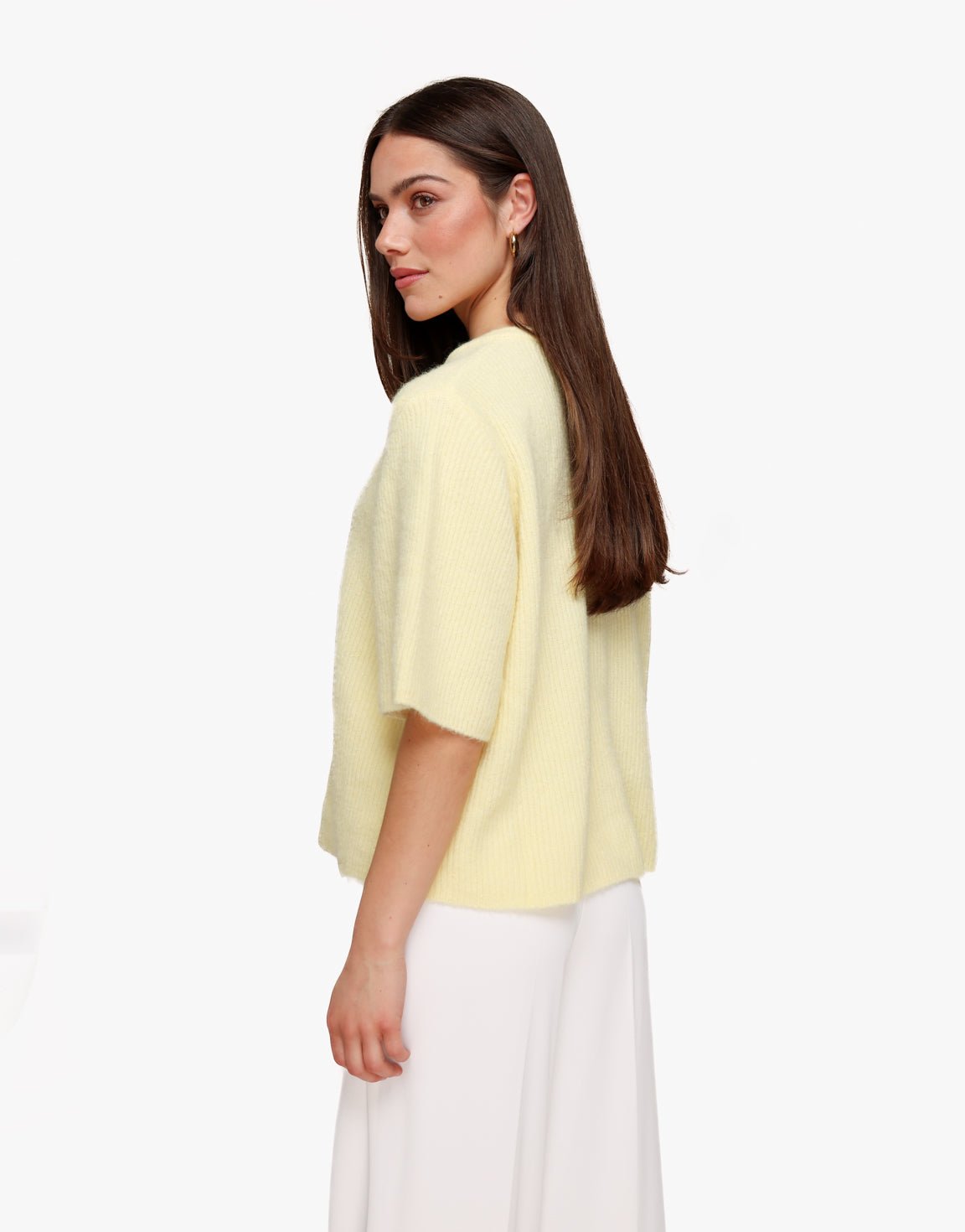Lichtgele Gebreide 3/4 Mouwen - Vest - Olivia & Kate