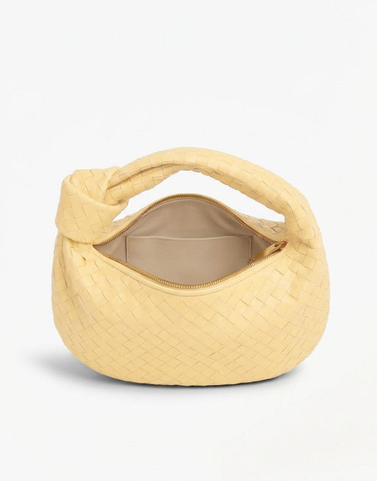 Lichtgele Grote Brede Gevlochten - Tas - Olivia & Kate