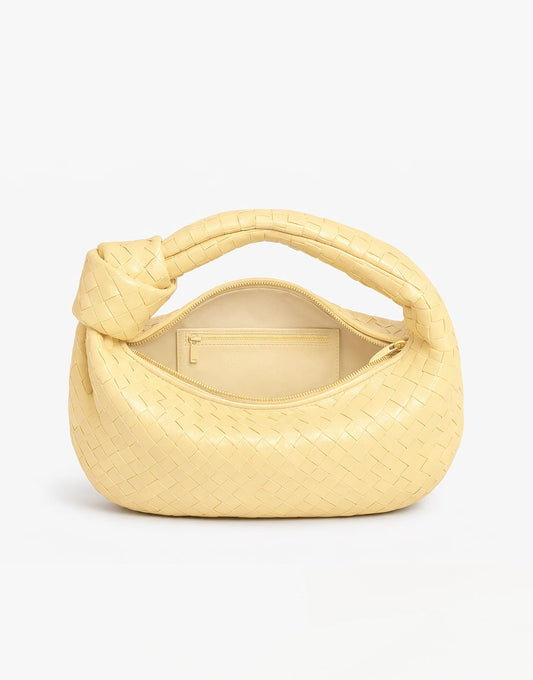 Lichtgele Grote Brede Gevlochten - Tas - Olivia & Kate