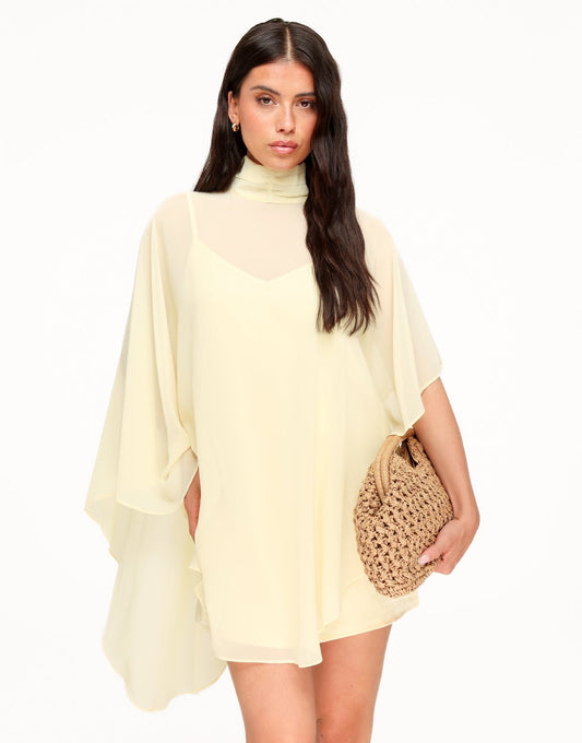 Lichtgele Losse Cape - Jurk - Olivia & Kate