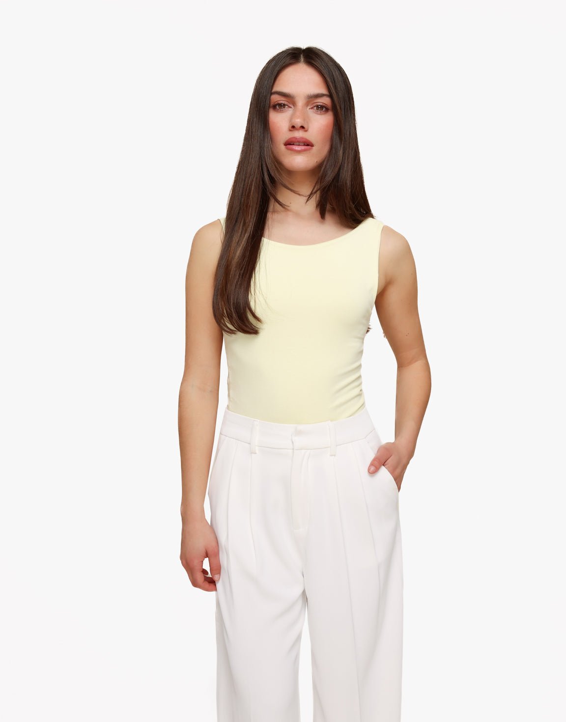 Lichtgele Omkeerbare Mouwloze Basic - Top - Olivia & Kate
