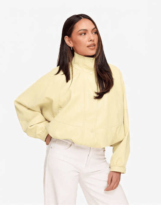 Lichtgele PU Leren Oversized - Jas - Olivia & Kate