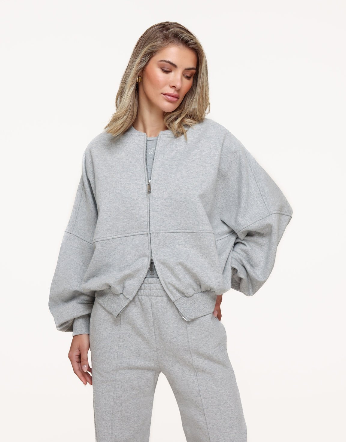 Lichtgrijze Jogging LS - Vest - Olivia & Kate