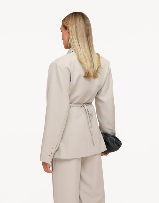 Lichtgrijze Lange Ceintuur - Blazer - Olivia & Kate