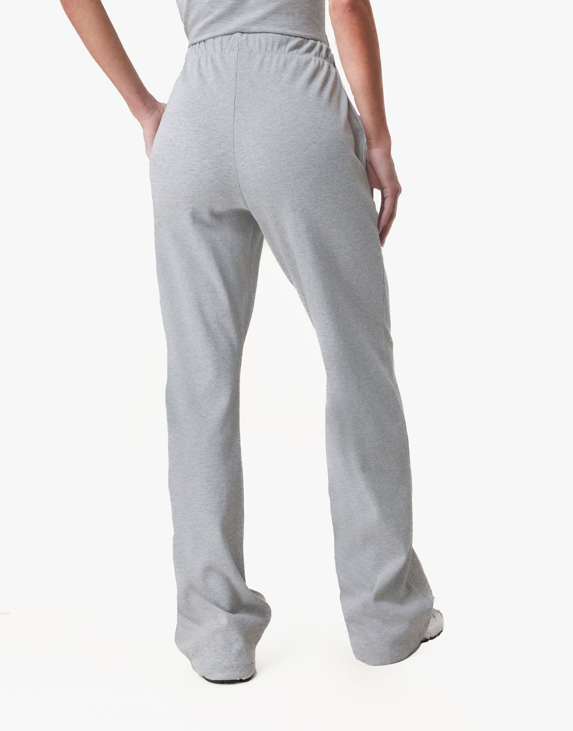 Light Gray Ribbed Lounge Long - Pants - Olivia & Kate